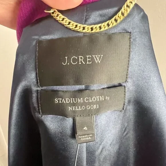 NWT J. Crew Cocoon Stadium Cloth by Nello Gori Bright Purple Wool Jacket Size 4 - Picture 6 of 8